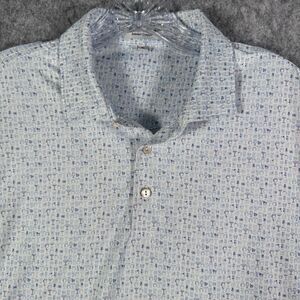 Peter Millar Shirt Mens Size Medium Blue Summer Comfort Polo Golf Martini Print